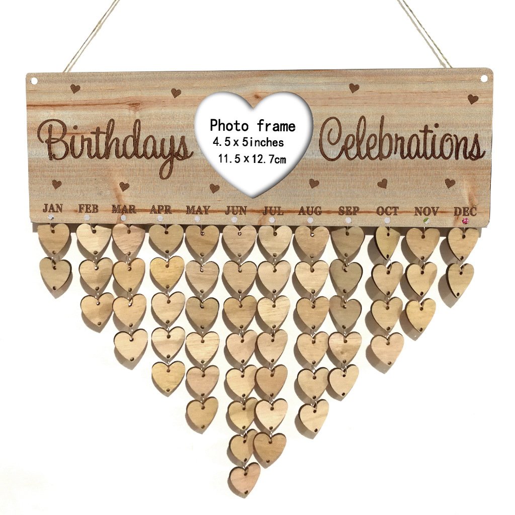 Gifts for Moms Dads - Wooden Family Birthday Reminder Calendar Board
