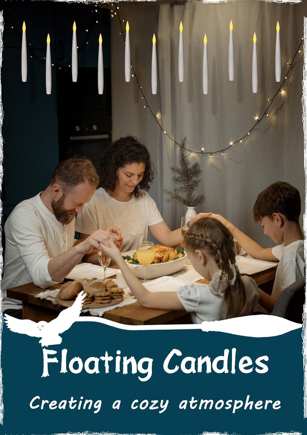 ✨ Floating Flameless Candles with Magic Wand – 20PCS Warm LED Lights for Halloween, Wedding & Party Decor