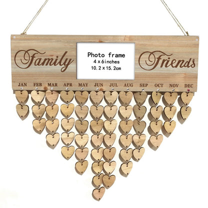 Gifts for Moms Dads - Wooden Family Birthday Reminder Calendar Board