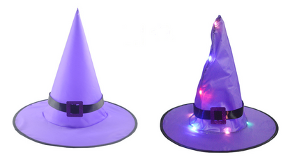 (2Pcs)HALLOWEEN Decorations Glowing Witch Hat Decorations 2 in 1 Hanging/Wearable