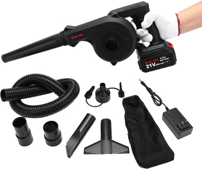 【🔥Big Sale🔥】Mini Hair Dryer Black, 2 in 1 Cordless Small Hair Dryer with 21v Lithium Battery, for Airing, Blowing Leaves, Removing Dust and Small Debris, Cars, Computer Hosts, Hard-to-Clean Corners