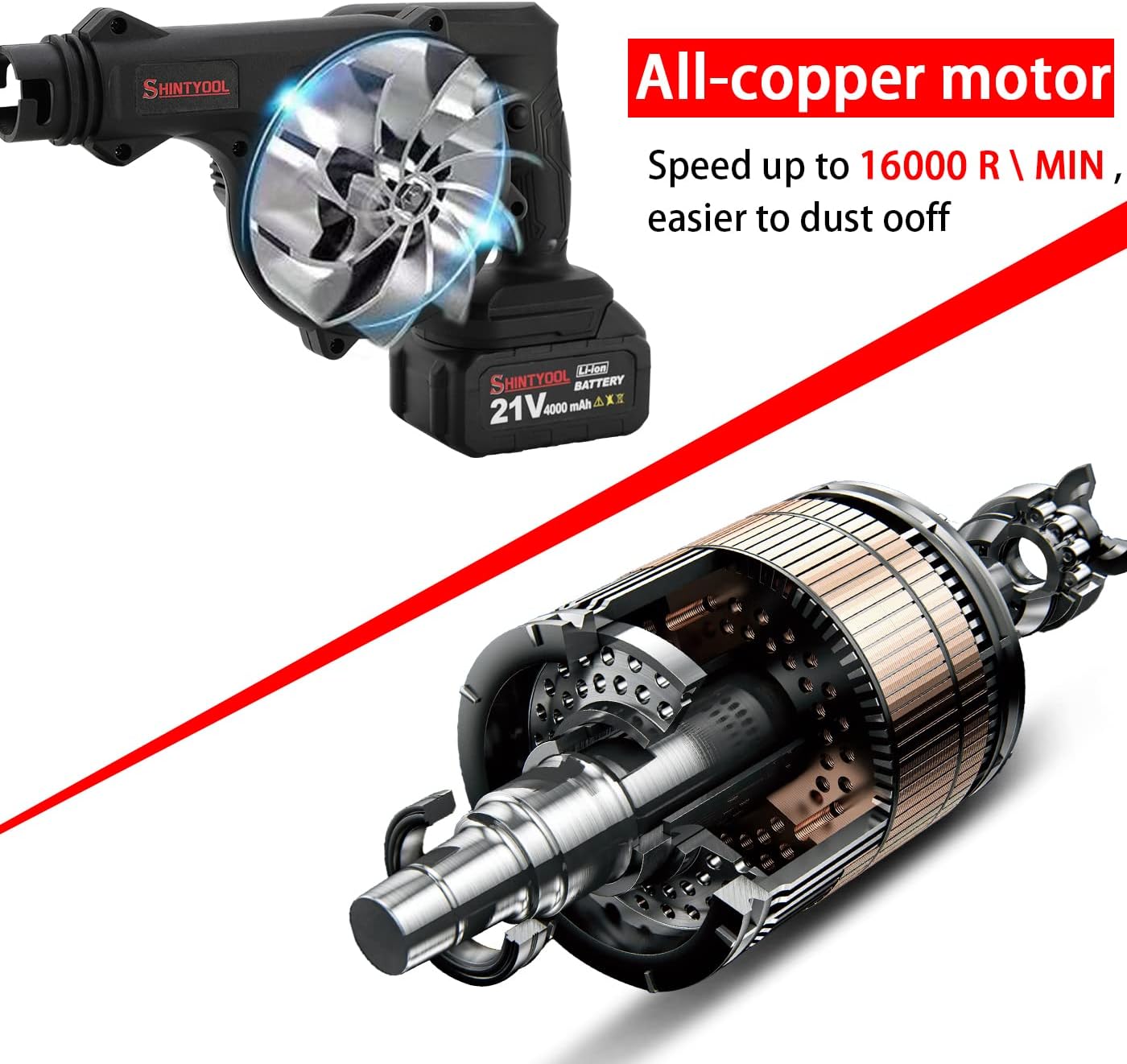 【🔥Big Sale🔥】Mini Hair Dryer Black, 2 in 1 Cordless Small Hair Dryer with 21v Lithium Battery, for Airing, Blowing Leaves, Removing Dust and Small Debris, Cars, Computer Hosts, Hard-to-Clean Corners