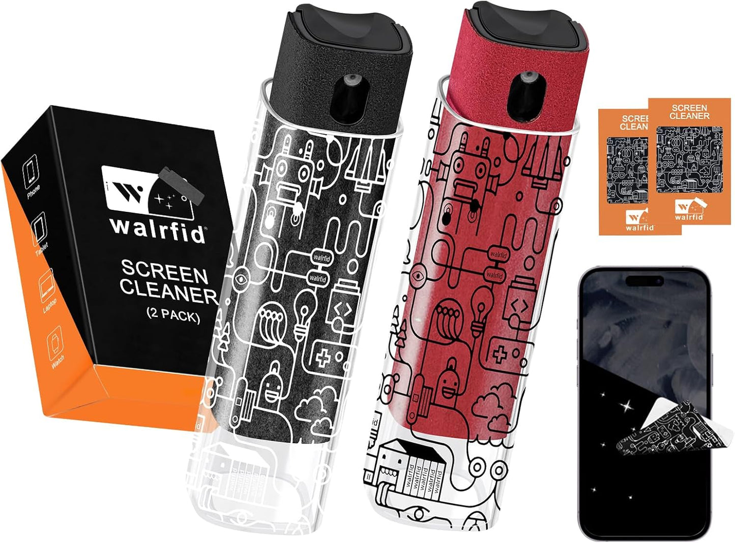 2-Pack Touchscreen & Gadget Cleaner Kit 💧✨ – Spray & Wipe for All Electronics 📱💻🖥️ & Car Screens 🚗