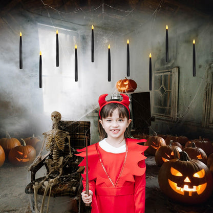 ✨ Floating Flameless Candles with Magic Wand – 20PCS Warm LED Lights for Halloween, Wedding & Party Decor