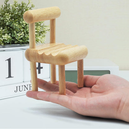 Mini wooden chair phone holder, suitable for iPhone, iPad and tablet.