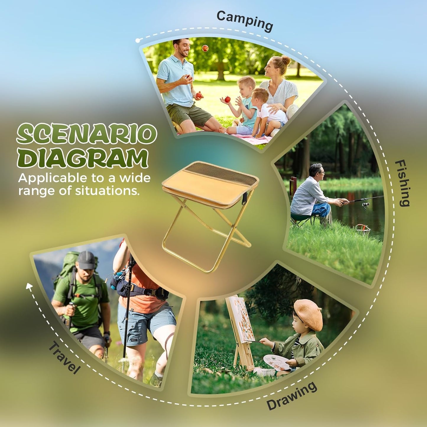 【🔥Big Sale🔥】Ultra-Light Folding Stool 🏕️ Portable for Outdoor Fun