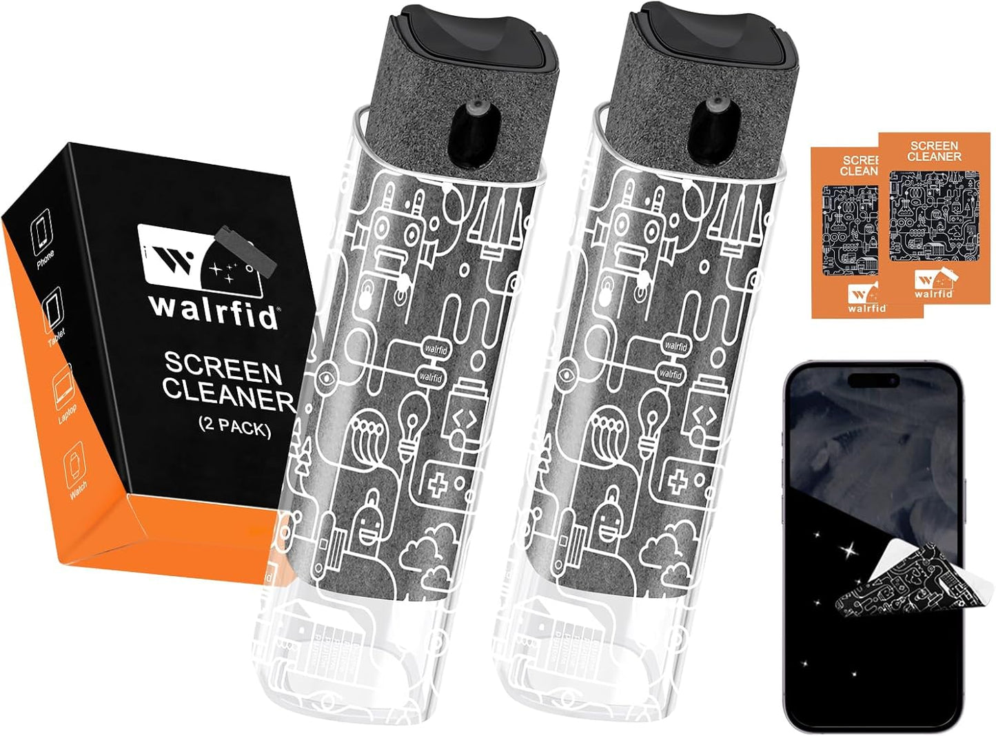 2-Pack Touchscreen & Gadget Cleaner Kit 💧✨ – Spray & Wipe for All Electronics 📱💻🖥️ & Car Screens 🚗