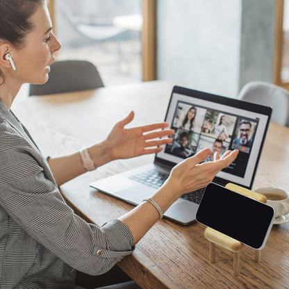 Mini wooden chair phone holder, suitable for iPhone, iPad and tablet.