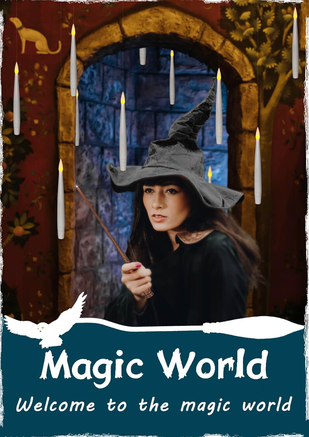 ✨ Floating Flameless Candles with Magic Wand – 20PCS Warm LED Lights for Halloween, Wedding & Party Decor