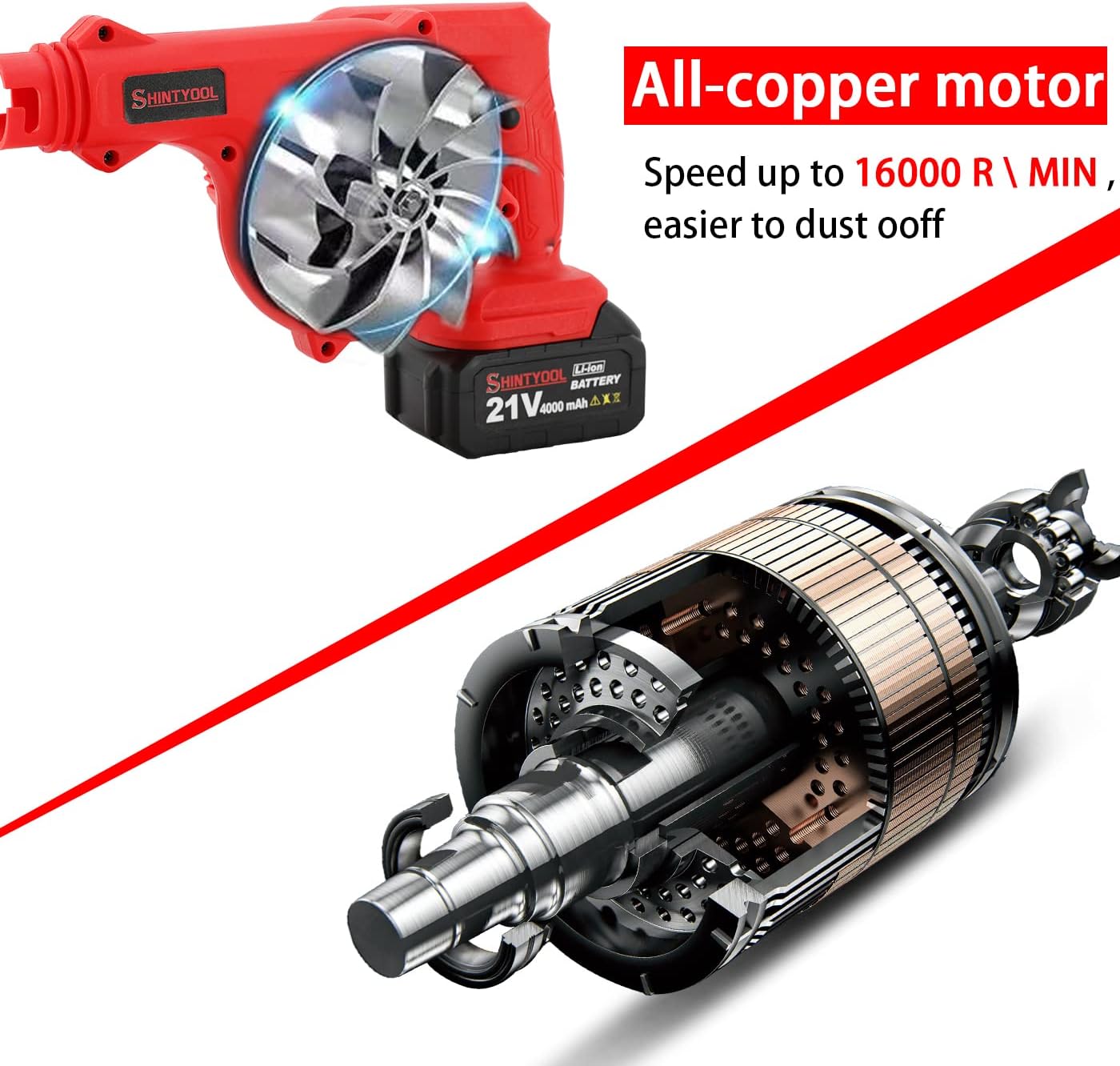 【🔥Big Sale🔥】Mini Hair Dryer Black, 2 in 1 Cordless Small Hair Dryer with 21v Lithium Battery, for Airing, Blowing Leaves, Removing Dust and Small Debris, Cars, Computer Hosts, Hard-to-Clean Corners