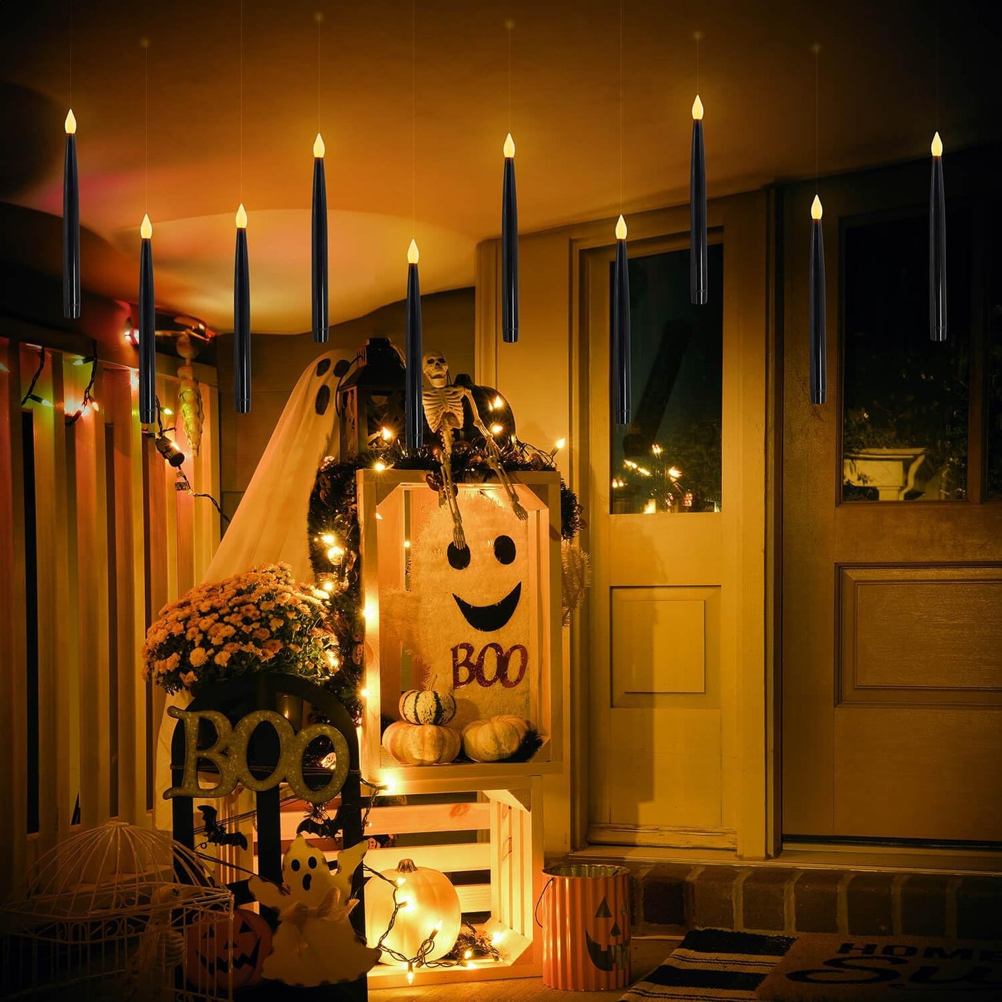 ✨ Floating Flameless Candles with Magic Wand – 20PCS Warm LED Lights for Halloween, Wedding & Party Decor