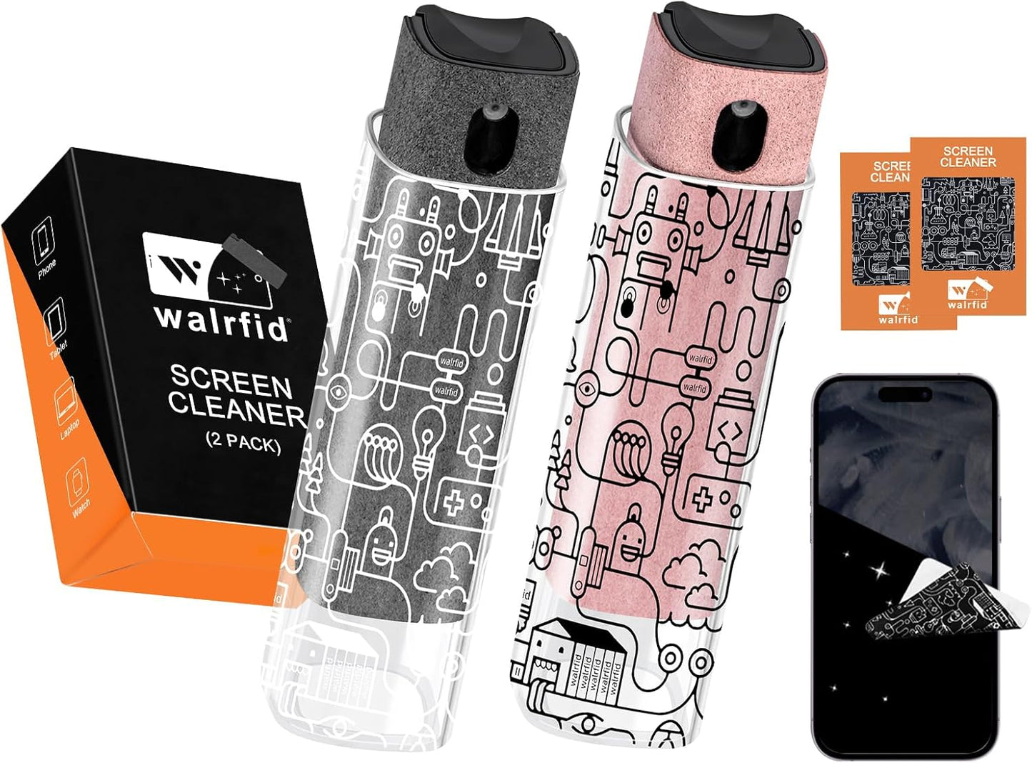 2-Pack Touchscreen & Gadget Cleaner Kit 💧✨ – Spray & Wipe for All Electronics 📱💻🖥️ & Car Screens 🚗