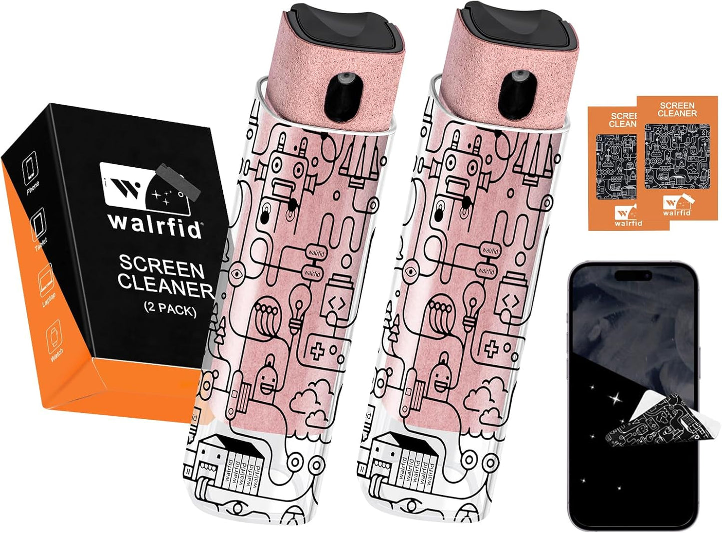 2-Pack Touchscreen & Gadget Cleaner Kit 💧✨ – Spray & Wipe for All Electronics 📱💻🖥️ & Car Screens 🚗