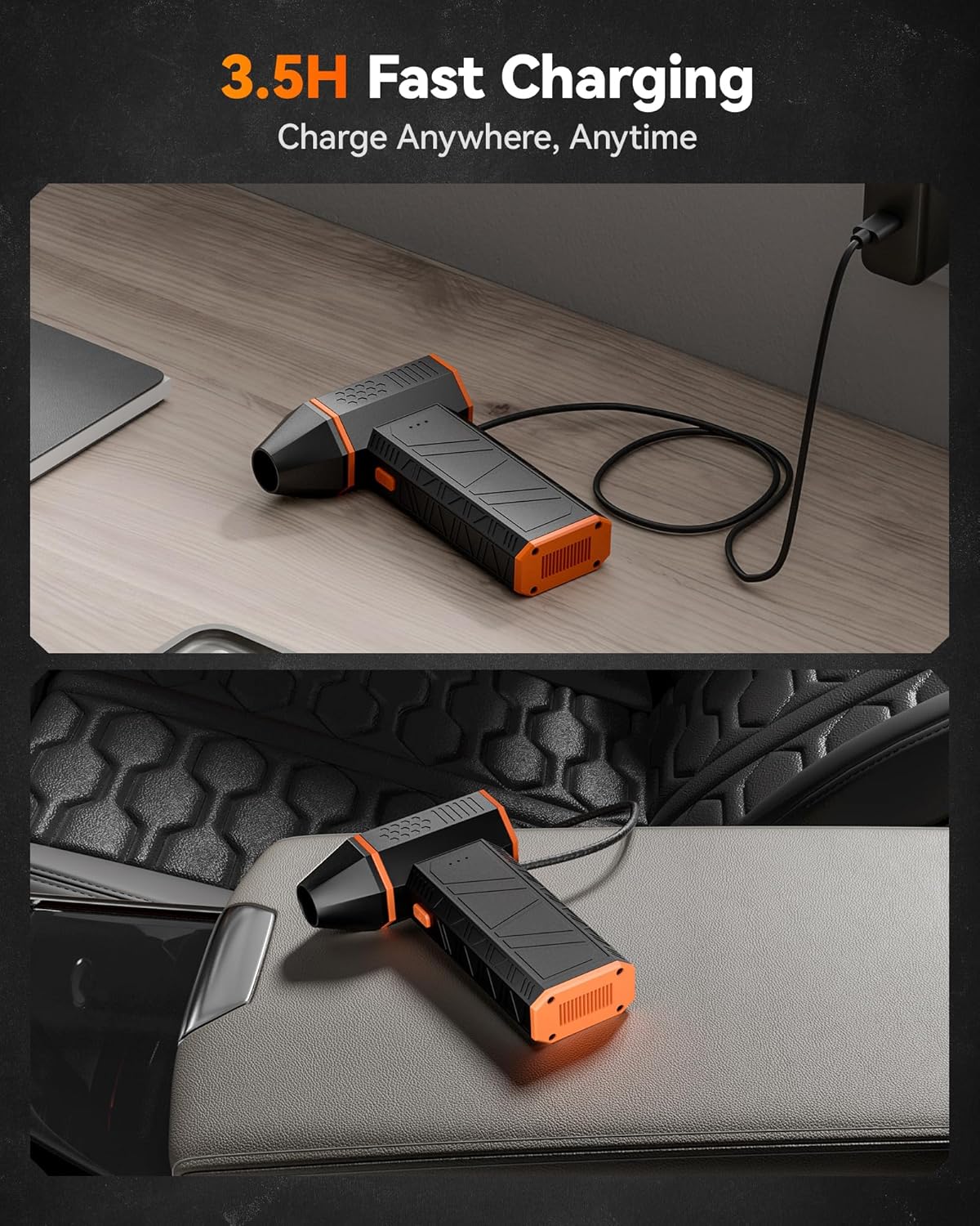 MF50 Compressed Air Duster-110000RPM Super Power Electric Air Duster, 3-Gear Adjustable Mini Blower with Fast Charging, Dust Blower for Computer, Keyboard, House, Outdoor and Car