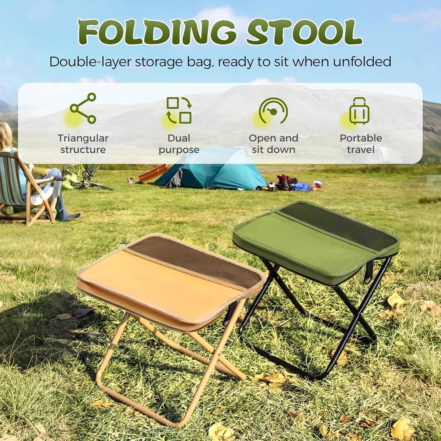 【🔥Big Sale🔥】Ultra-Light Folding Stool 🏕️ Portable for Outdoor Fun