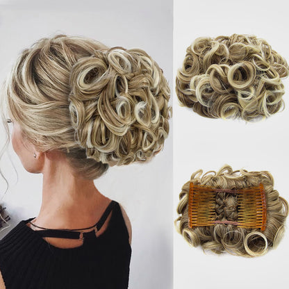 Short Messy Curly Dish Hair Bun Extension