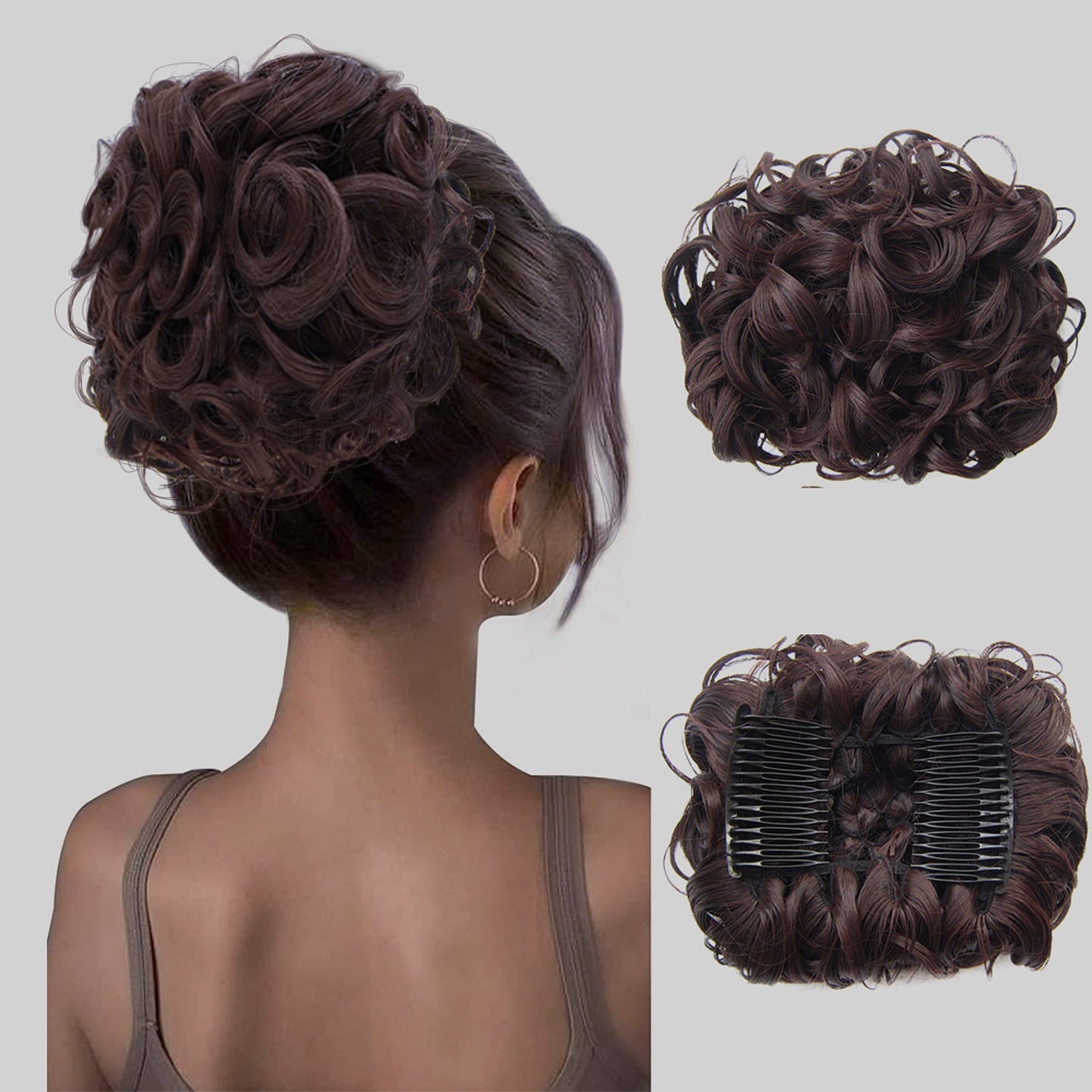 Short Messy Curly Dish Hair Bun Extension