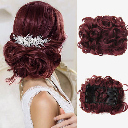 Short Messy Curly Dish Hair Bun Extension