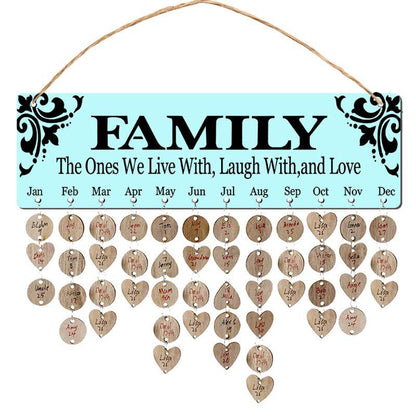 Gifts for Moms Dads - Wooden Family Birthday Reminder Calendar Board.