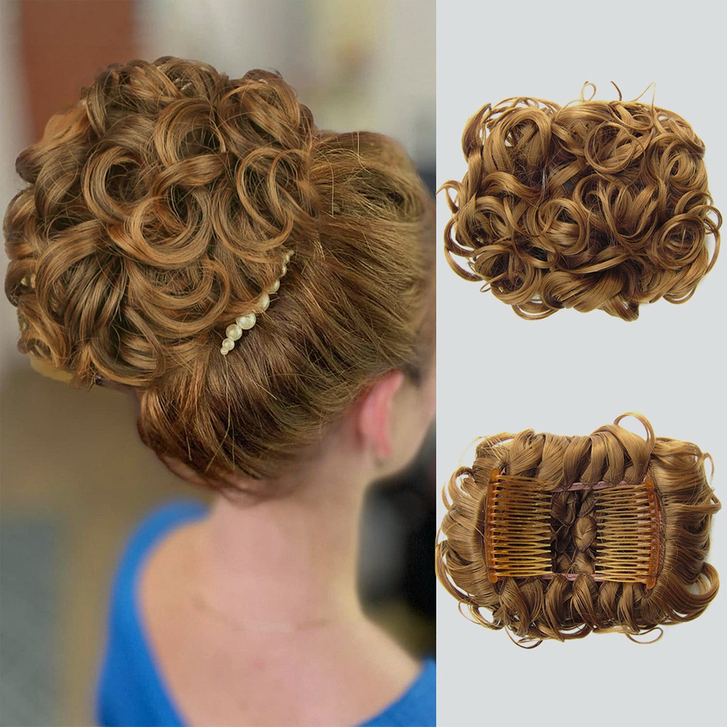 Short Messy Curly Dish Hair Bun Extension