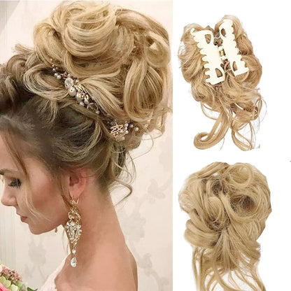 Messy Bun Hair Piece Wavy Curly Chignon Ponytail Hairpiece for Daily Wear