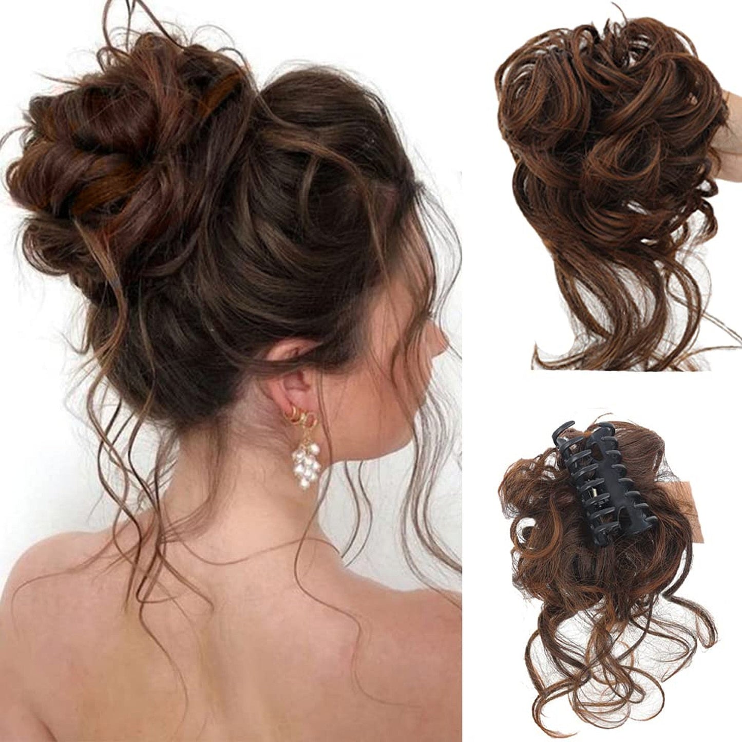Messy Bun Hair Piece Wavy Curly Chignon Ponytail Hairpiece for Daily Wear