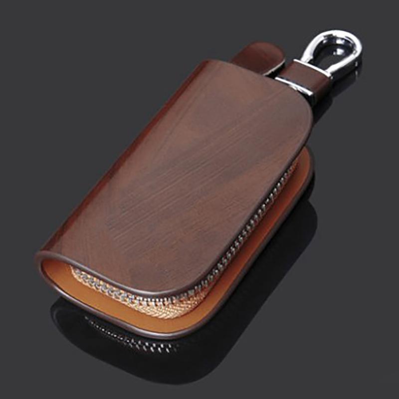🔥(BUY 1 GET 1 AT 50% OFF)-Car Logo Leather Wood Texture Car Key Case