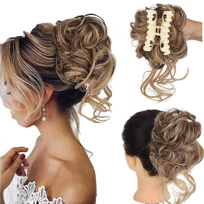 Messy Bun Hair Piece Wavy Curly Chignon Ponytail Hairpiece for Daily Wear