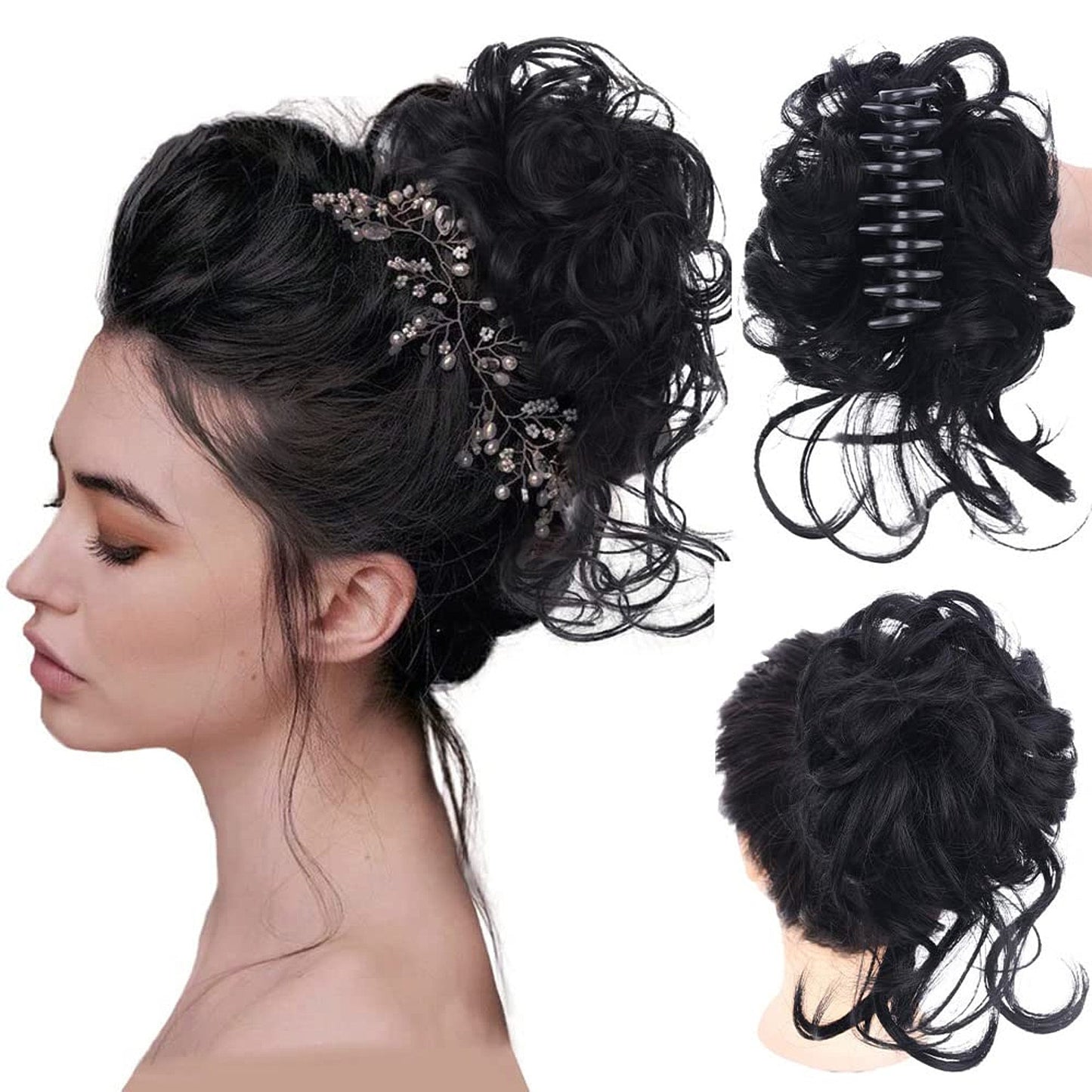 Messy Bun Hair Piece Wavy Curly Chignon Ponytail Hairpiece for Daily Wear