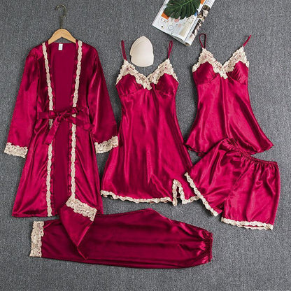 🔥BUY 2 FREE SHIPPING & GET 10% OFF🔥Blushy Silk 5 Piece Pajama Set