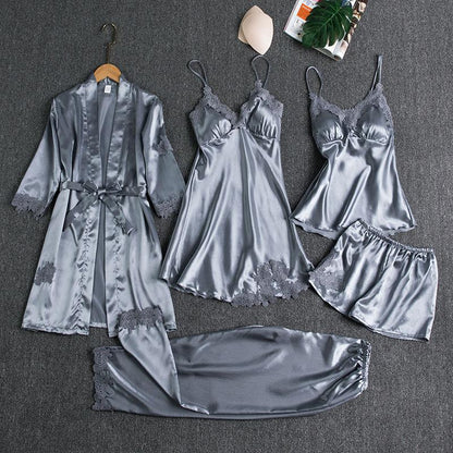 Blushy Silk 5 Piece Pajama Set BUY 2 GET 1 FREE
