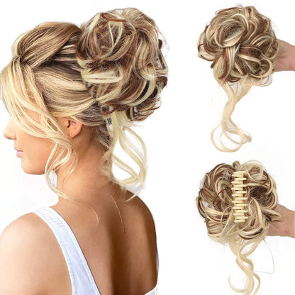 Messy Bun Hair Piece Wavy Curly Chignon Ponytail Hairpiece for Daily Wear